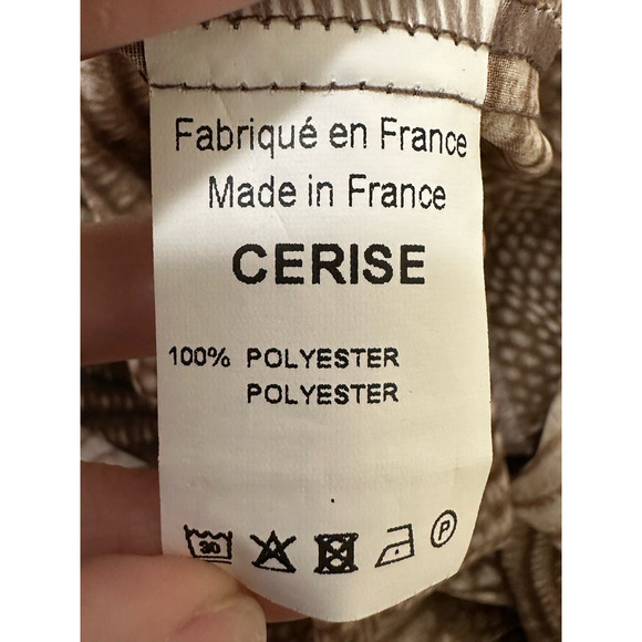 Casting brown silk animal print long sleeves buttoned tunic blouse size M - Picture 4 of 10